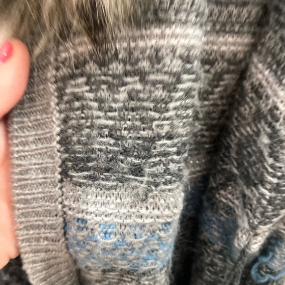 Chico’s Elaine Cardigan Duster with fur Blue Size 2 (Large) - Picture 12 of 14